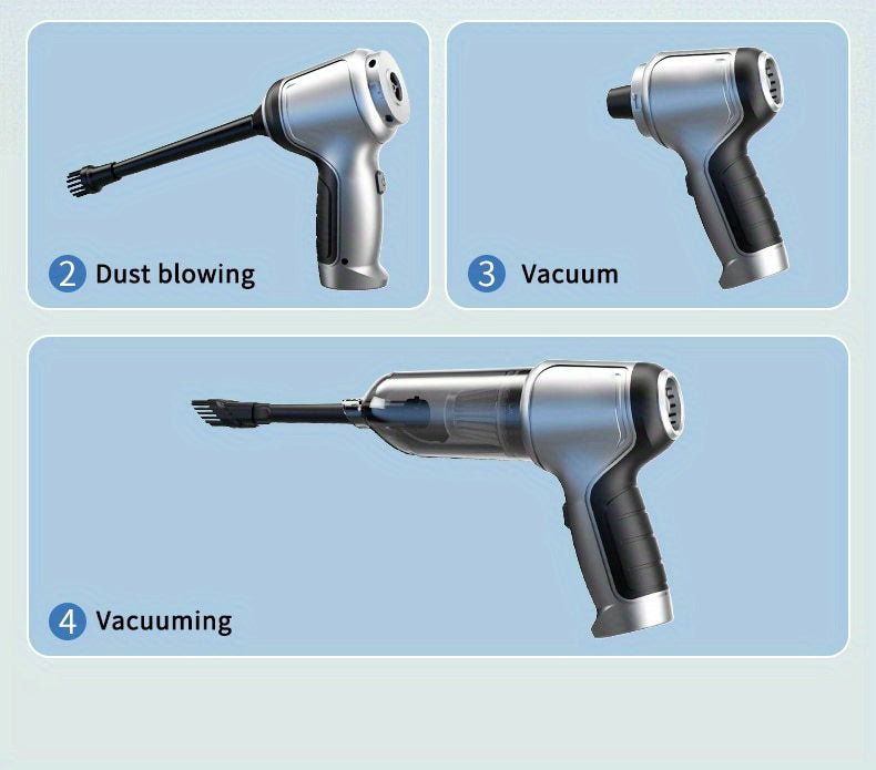 Versatile, High-Power Cordless Car Vacuum Cleaner - USB Rechargeable, Quiet Operation, Strong Suction for Auto & Home Use, Cordless Vacuum Cleaner