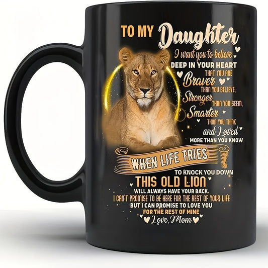1pc Heartwarming Mom's Love Coffee Mug - Unique Gift for Daughter, Christmas, Party, Holiday - Ceramic, Dishwasher, Microwave Safe - Perfect Party Decor, Supplies, and Holiday Decorations