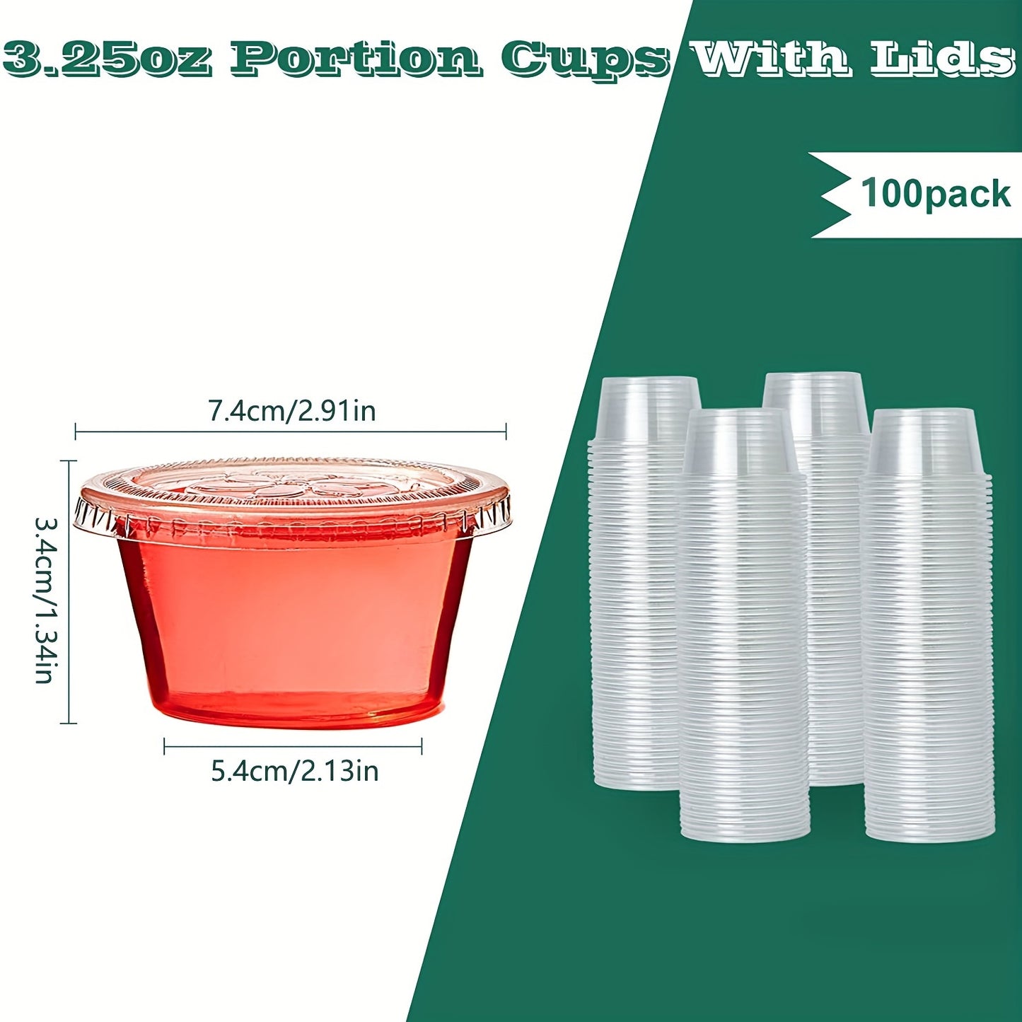 50/100pcs, Meal Prep Portion Cups with Lids - 2oz/3.25oz/5.5oz - Perfect for Salad Dressing and Condiments - Kitchen Accessories