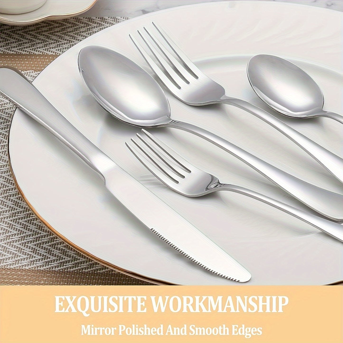 [30pcs Silverware Set Durable] 30pcs silverware set for 6 people, high-end stainless steel tableware set, mirror polished, durable household kitchen tableware set, including fork, knife and spoon set, dishwasher safe cleaning