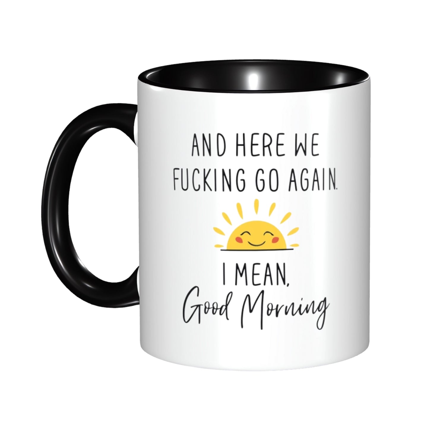 1pc 11oz/15oz Funny Ceramic Coffee Mug - Humorous "Here We Go Again" Quote, Colorful Design, Durable, Dishwasher and Microwave Safe, Ideal Birthday or Christmas Gift for Mom