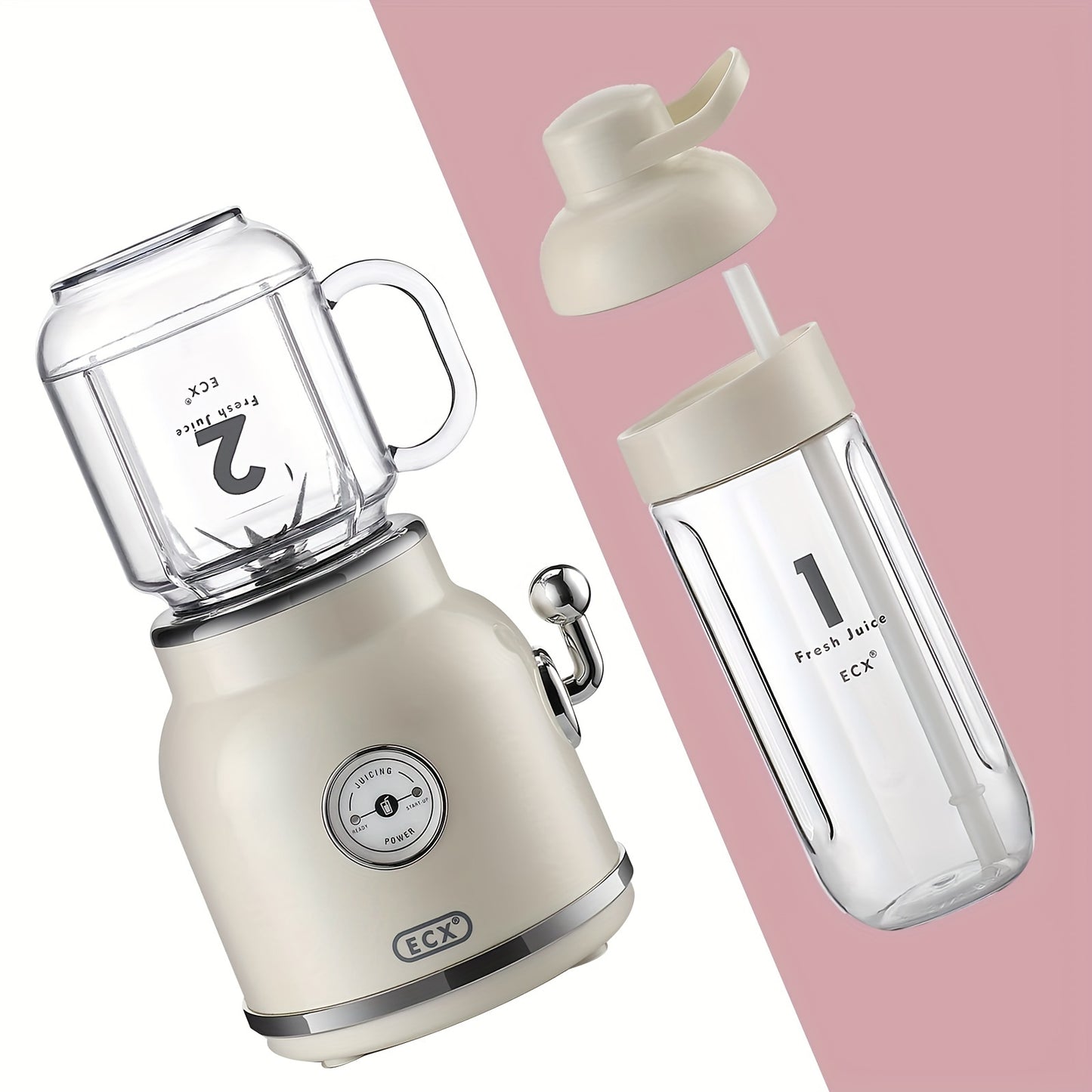 Homeleader Smoothie Blender Maker, Personal Blender For Shakes And Smoothies With 20.3 Oz Tritan BPA-Fee Travel Cup And Lid, Pink