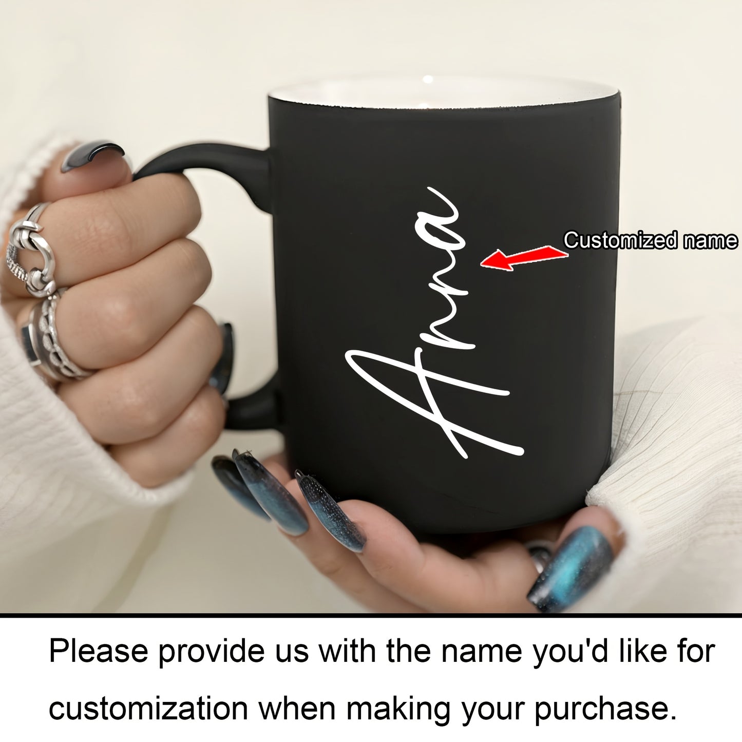 1pc, Personalized 11oz Gradient Ceramic Coffee Mug With Custom Name, 320ml Coffee Cup, Dishwasher & Microwave Safe, Ideal For Drinks & Gifts, Birthday, Valentine's Day Present For Family, Friends, Coworkers