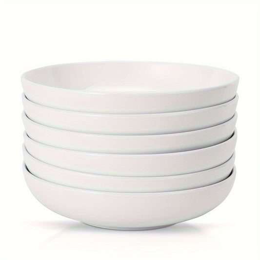 [6 Pack Large Capacity Pasta Bowls] 22 Ounce Porcelain Pasta Bowls Set 6 Pack Premium Ceramic Large Capacity Plates for Salad and Soup, Serving Bowl, Microwave & Dishwasher Safe