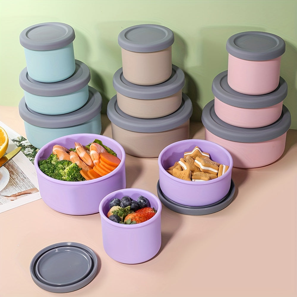 3pcs, Silicone Round Bento Box Lunch Box, Storage Leak Proof Dinner Container Silicone Microwave Bowl, Food Grade Leak Proof Silicone Lunch Box, Silicone Bento Lunch Box With Sauce Container, Back To School Supplies, Home Off