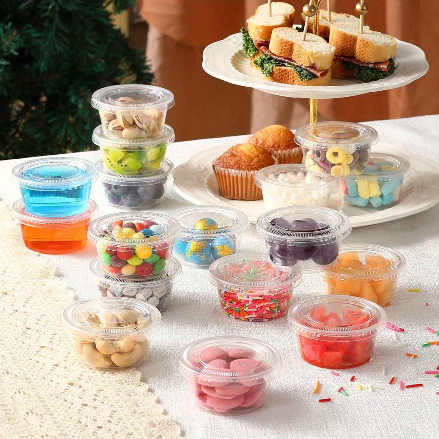50/100pcs, Meal Prep Portion Cups with Lids - 2oz/3.25oz/5.5oz - Perfect for Salad Dressing and Condiments - Kitchen Accessories