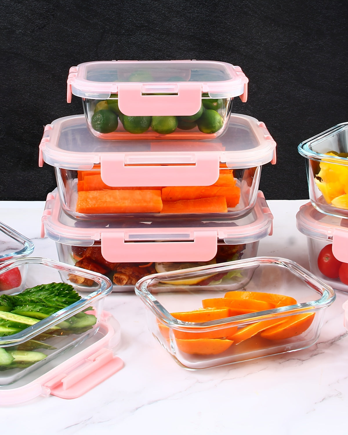 10 Pack Glass Food Storage Containers with Airtight Lids, Leak-Proof Meal Prep Containers with Lids, Dishwasher/Microwave/Freezer Safe