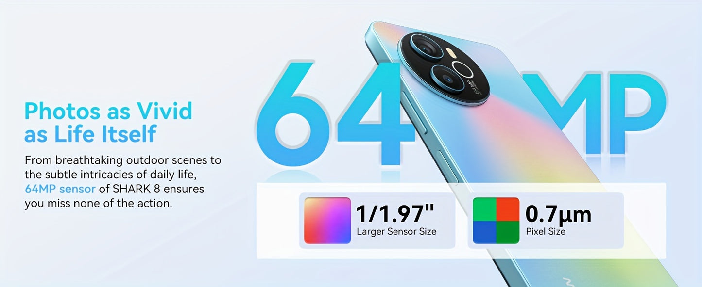 Blackview Shark 8 Unlocked Android Phones, 16GB+128GB/SD 2TB Unlocked Phones, Helio G99, Android 13 Smartphones, 120Hz 6.78" FHD+, 5000mAh+33W Fast Charge, 64MP Camera, NFC, 4G Dual SIM Mobile Phones