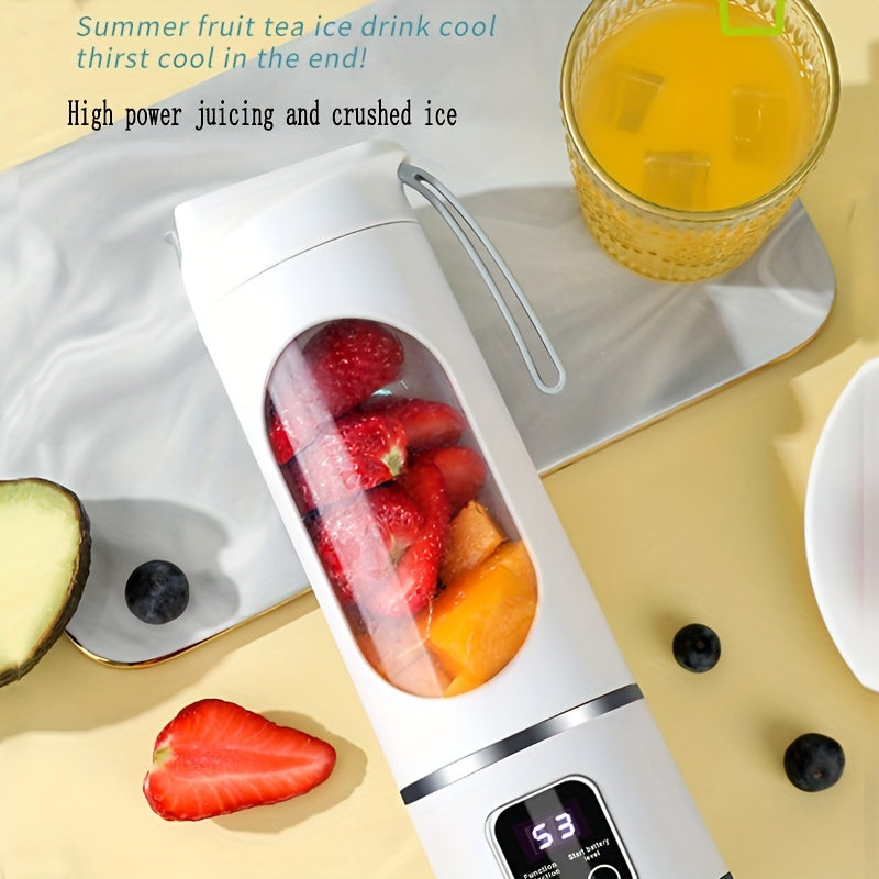 Portable USB Rechargeable Blender with LED Display - 15.22oz, Ideal for Smoothies & Fresh Juice, Compact Design for On-the-Go Nutrition