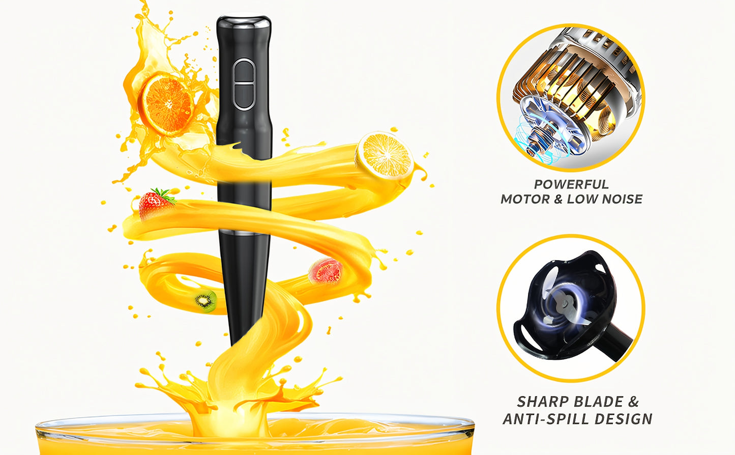 400W 2-Speed Lalayuan Powerful Handheld Blender - 304 Stainless Steel Blades Portable Stick Mixer - Electric Immersion Blender with Detachable Base