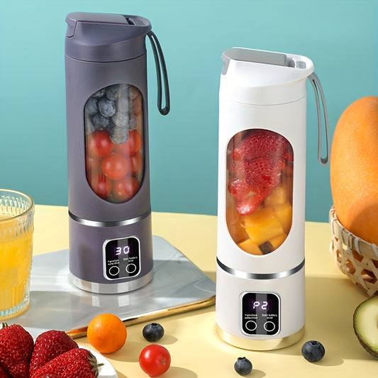 Portable USB Rechargeable Blender with LED Display - 15.22oz, Ideal for Smoothies & Fresh Juice, Compact Design for On-the-Go Nutrition