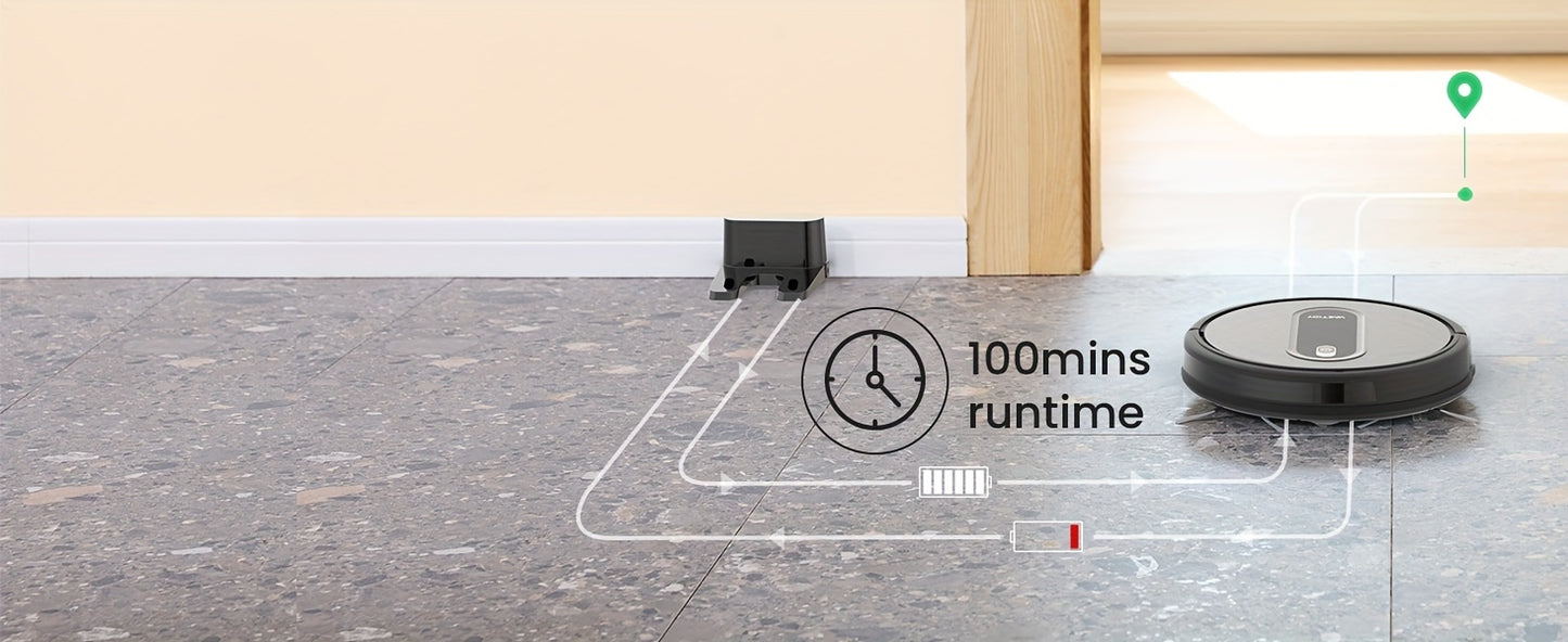 Vactidy Nimble T6 Robot Vacuum Cleaner, Strong Suction, Automatic Self-Charging Robotic Vacuum, WiFi/Alexa/App/SiRi/Remote Control Robotic Vacuum, 7.35cm Thin, Ideal for Pet Hair, Carpet, Hard Floor