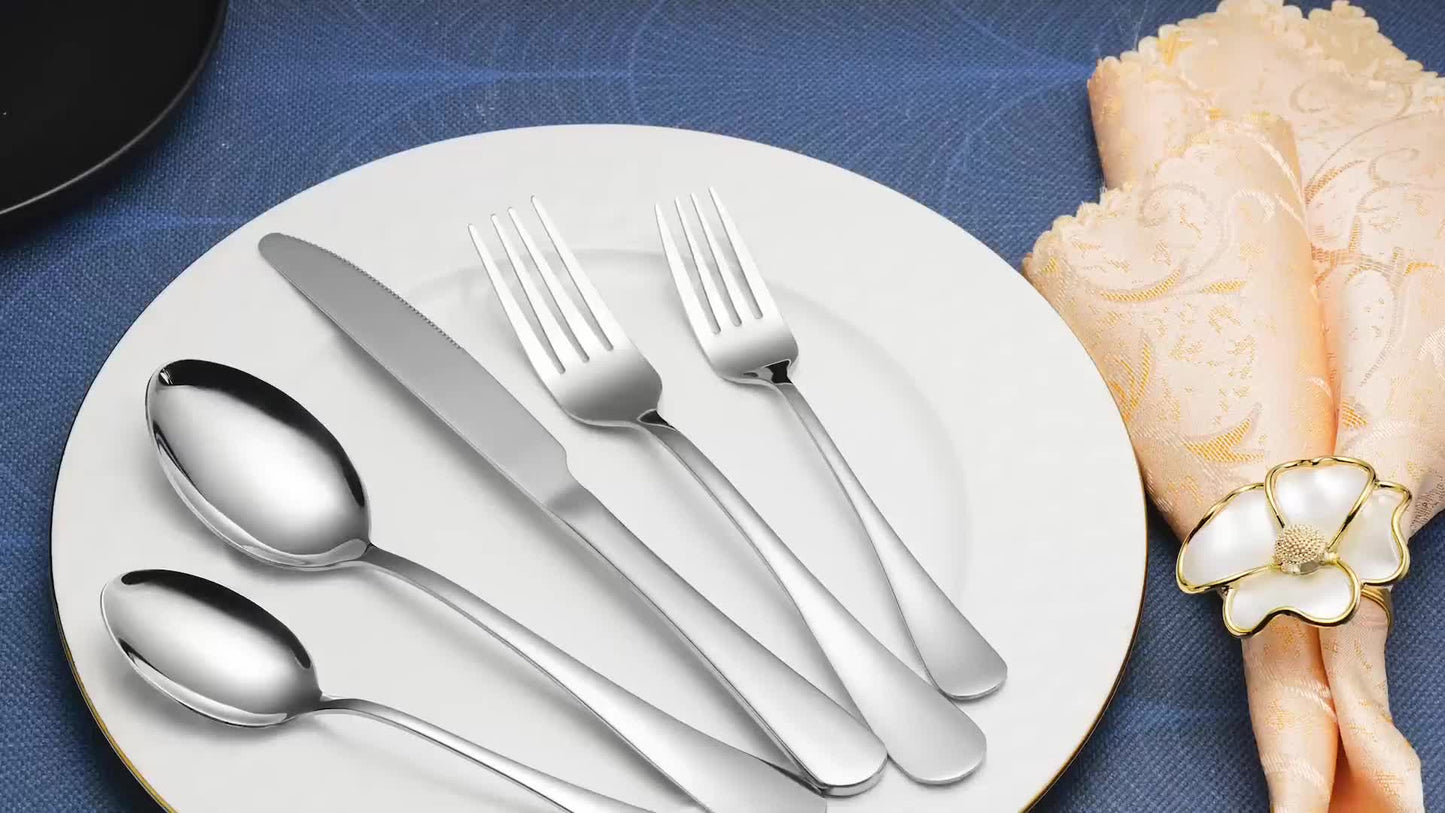 [30pcs Silverware Set Durable] 30pcs silverware set for 6 people, high-end stainless steel tableware set, mirror polished, durable household kitchen tableware set, including fork, knife and spoon set, dishwasher safe cleaning