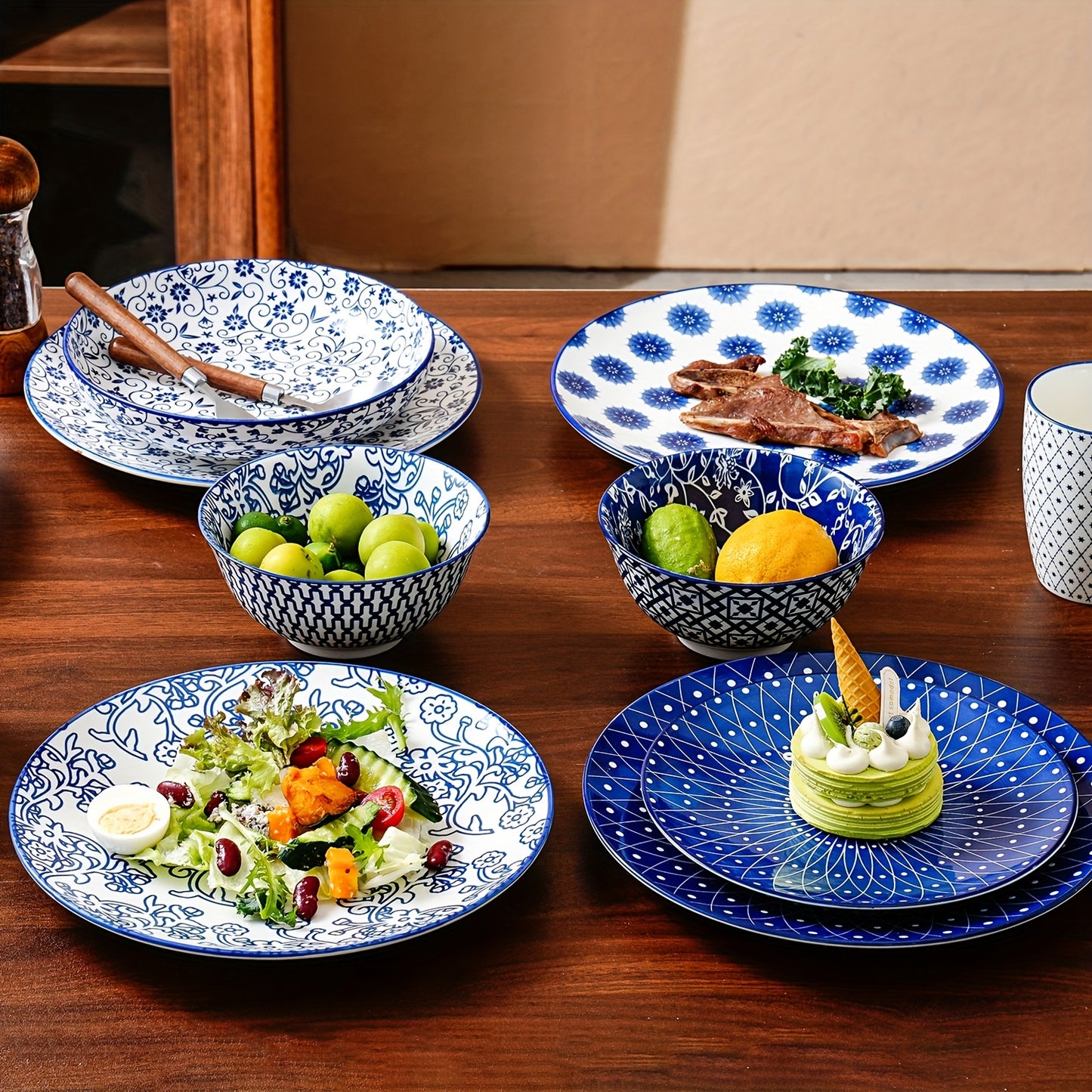 10.5 Inch Ceramic Dinner Plate 6pcs Set Set, Large Kitchen Ceramic Salad Tableware for Steak, Pancakes, Pizza, Pasta, Scratch Resistant, Microwave Oven Dishwasher Safe, Birthday New Year Couple Gift
