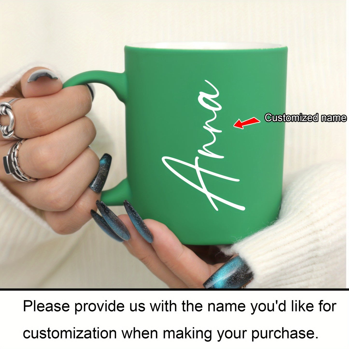 1pc, Personalized 11oz Gradient Ceramic Coffee Mug With Custom Name, 320ml Coffee Cup, Dishwasher & Microwave Safe, Ideal For Drinks & Gifts, Birthday, Valentine's Day Present For Family, Friends, Coworkers