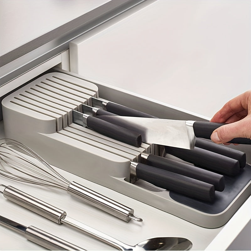 1pc Kitchen Drawer Organizer Tray For Knives, Knife Block, Knife Holder, Drawer Storage Box For Knife, Drawer Organizer Insert, Holds 9 Knives, Kitchen Accessories