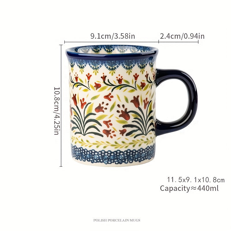 Hand-Painted Floral Ceramic Coffee Mug with Handle - Microwave Safe, Insulated for Hot & Cold Drinks, Perfect for Summer & Winter Beverages, Ideal Gift for Christmas, Weddings, Birthdays, Valentine's Day