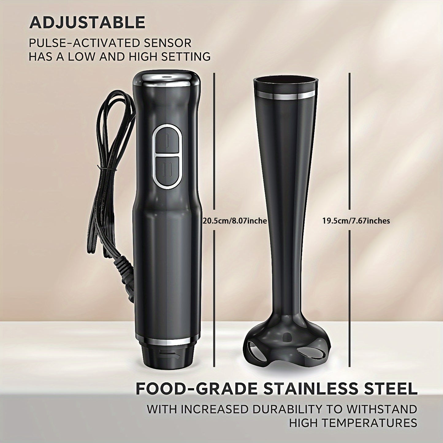 400W 2-Speed Lalayuan Powerful Handheld Blender - 304 Stainless Steel Blades Portable Stick Mixer - Electric Immersion Blender with Detachable Base