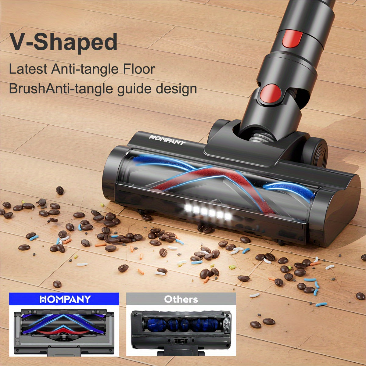 Cordless Vacuum Cleaner, 30Kpa Powerful Stick Vacuum With 45min Runtime, Anti-Tangle Vacuum Cleaners For Home, 50.72oz Dust Cup, Rechargeable Wireless Vacuum For Hardwood Floor Carpet Pet Hair