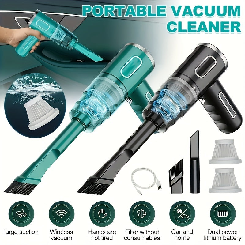 Upgraded Version, Portable Cordless Hand-held Vacuum Cleaner, Cyclone Suction Wireless Vacuum Cleaner. Echargeable Strong Suction Vacuum Cleaner Suitable For Cars/Offices/Homes