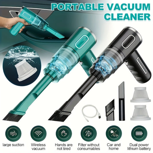 Upgraded Version, Portable Cordless Hand-held Vacuum Cleaner, Cyclone Suction Wireless Vacuum Cleaner. Echargeable Strong Suction Vacuum Cleaner Suitable For Cars/Offices/Homes