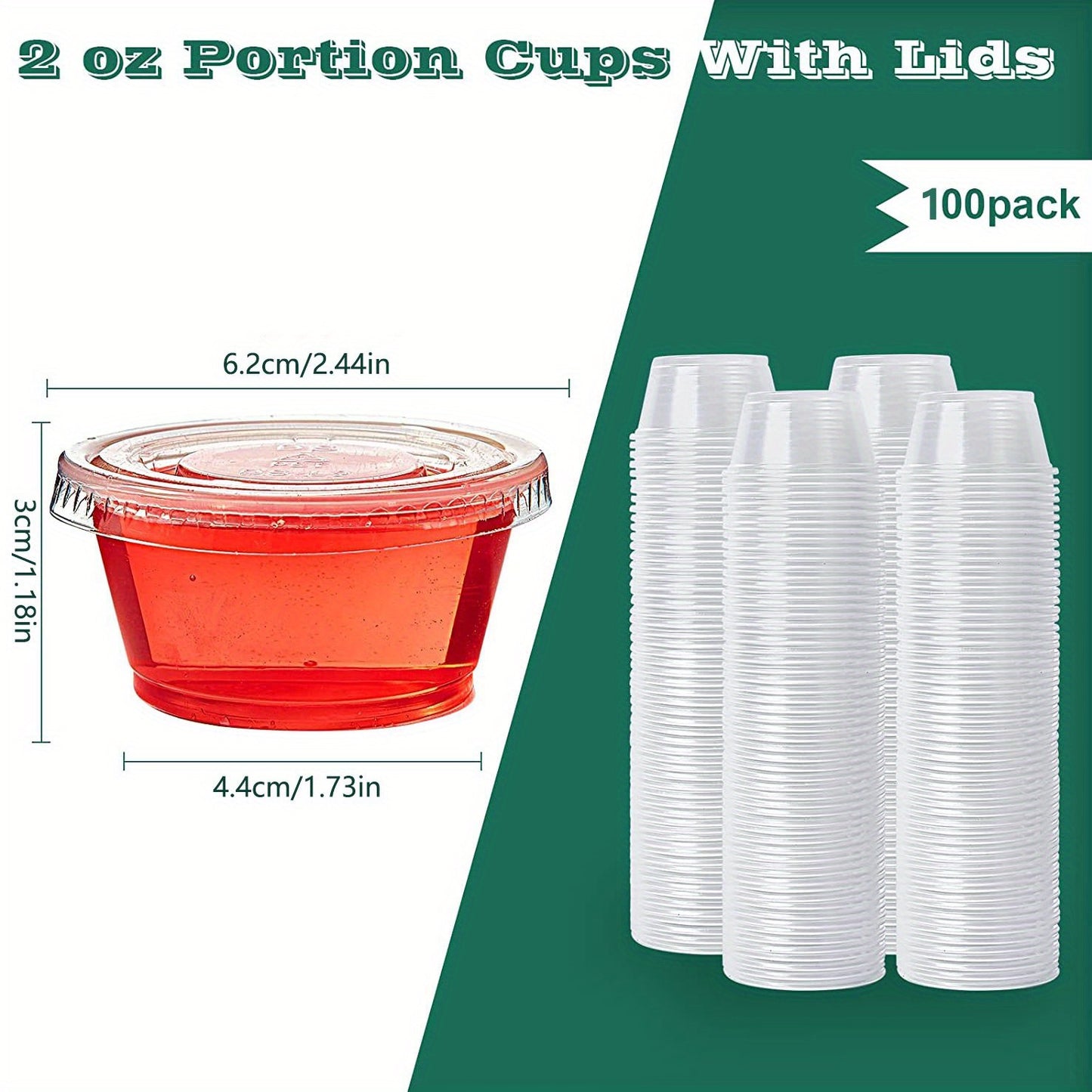 50/100pcs, Meal Prep Portion Cups with Lids - 2oz/3.25oz/5.5oz - Perfect for Salad Dressing and Condiments - Kitchen Accessories