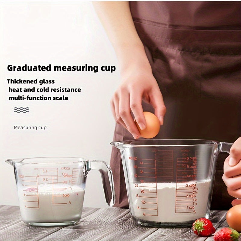 1/3pcs Glass Measuring Cup Set, Including 1 Cup, 2 Cup, 4 Cup Tempered Glass Liquid Measuring Cups, Handle And 4 Ratio (oz, Cup, Ml, Deciliter) Dishwasher, Refrigerator, Microwave And Preheated Oven, Kitchen Essential Tool Gl