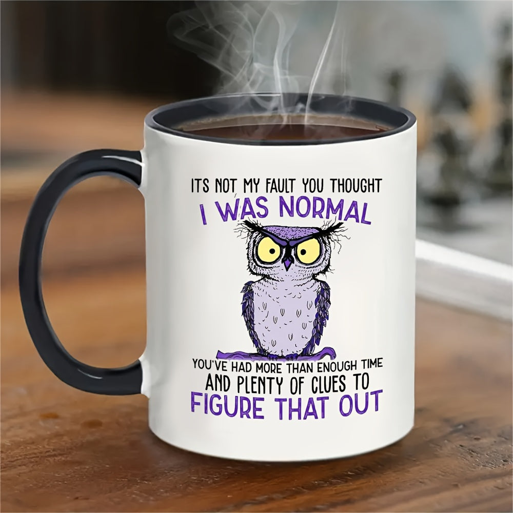1pc Adorable Owl Coffee Mug - Durable Porcelain, Hassle-Free Cleaning, Microwave Safe - Perfect Year-Round Drinkware for Holidays & Birthdays