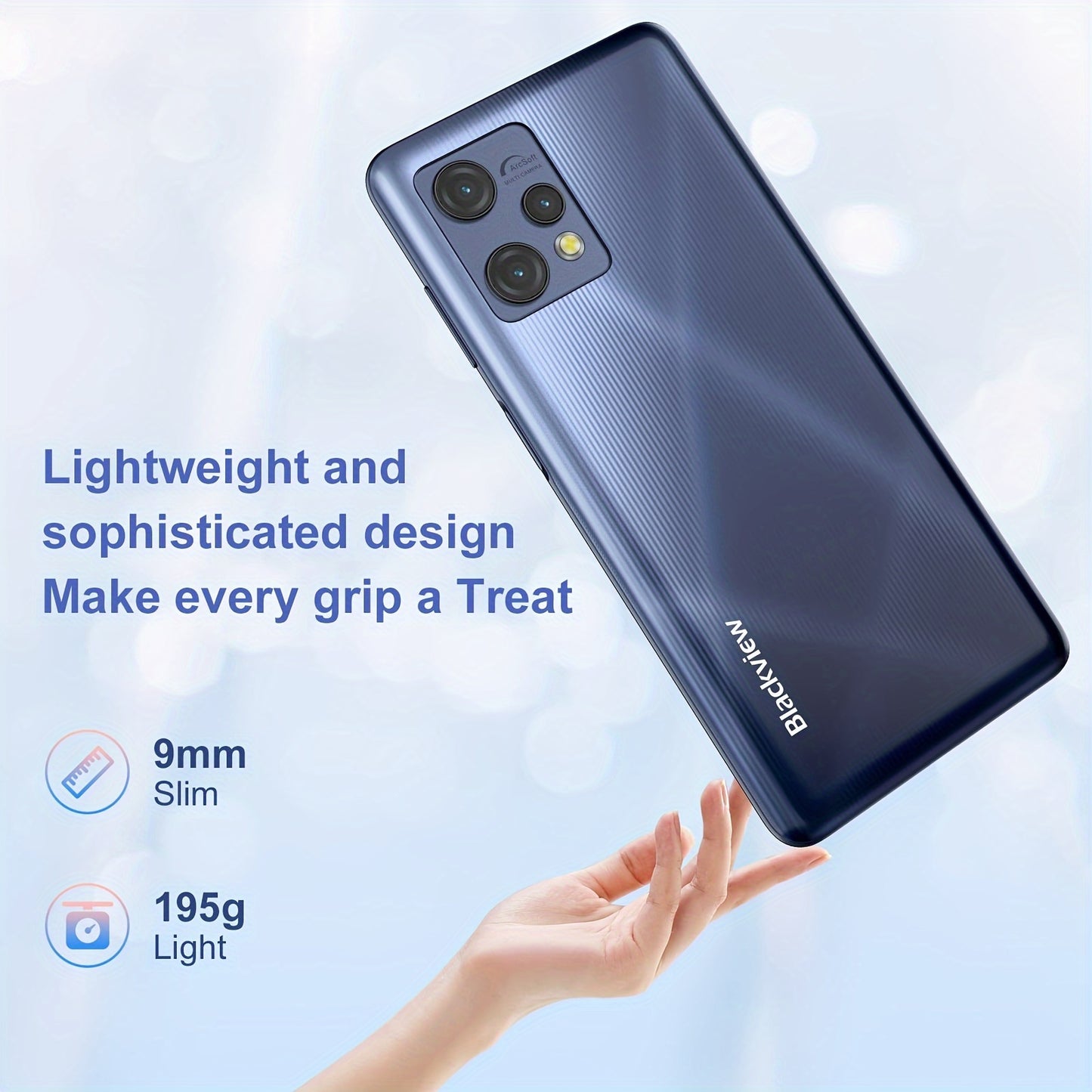 Unlocked Phones, Blackview A53 Unlocked Cell Phone(2023 New), 7GB RAM+32GB ROM/1TB Expand Android Phone, Android 12 Smartphone, 5080mAh Battery 10W Fast Charge, 6.5"HD+Display, 3 Card Slots, Face Unlock