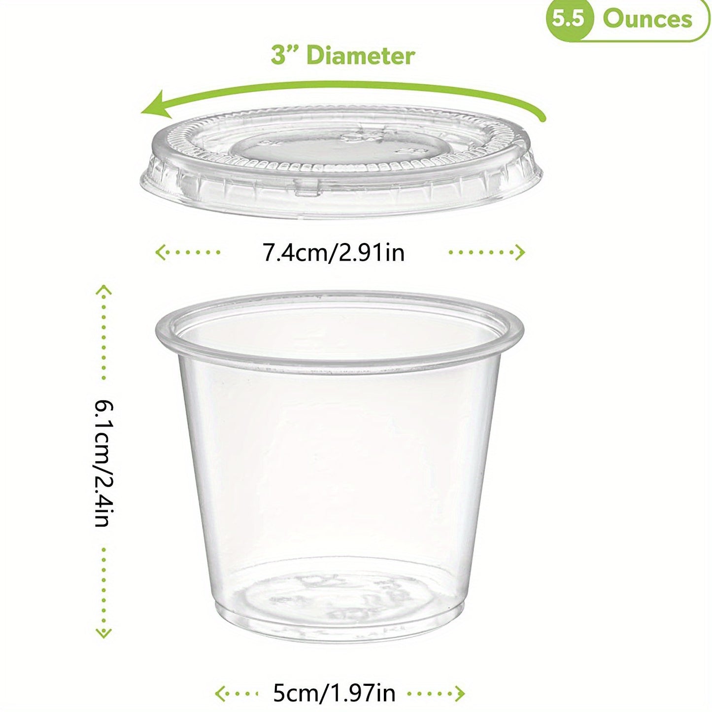50/100pcs, Meal Prep Portion Cups with Lids - 2oz/3.25oz/5.5oz - Perfect for Salad Dressing and Condiments - Kitchen Accessories