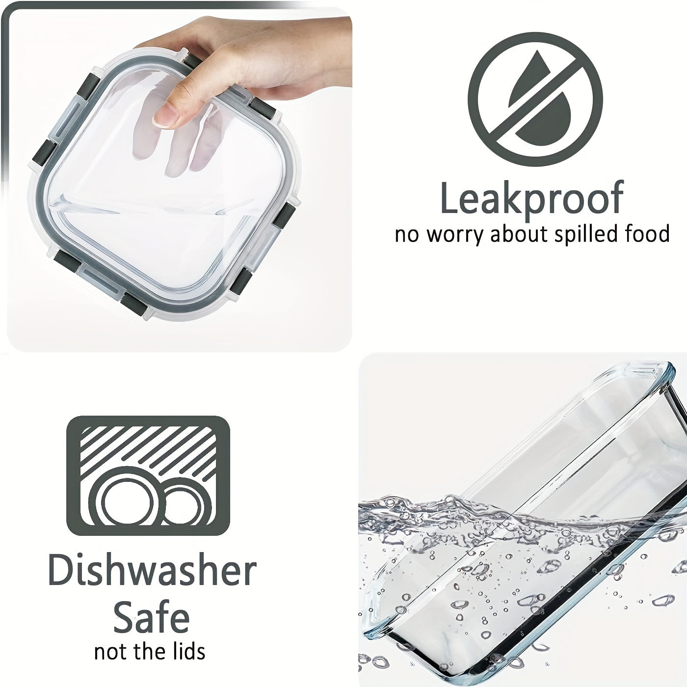 15pcs Glass Food Storage Containers with Snap Locking Lids Glass Meal Prep Containers Set - Airtight Lunch Containers, Microwave, Oven, Freezer and Dishwasher