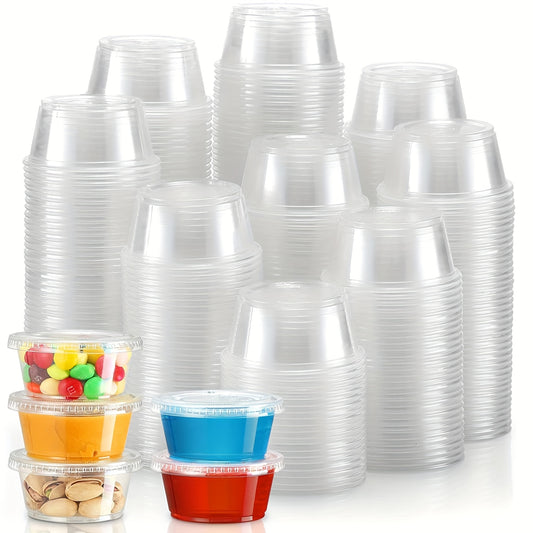 50/100pcs, Meal Prep Portion Cups with Lids - 2oz/3.25oz/5.5oz - Perfect for Salad Dressing and Condiments - Kitchen Accessories