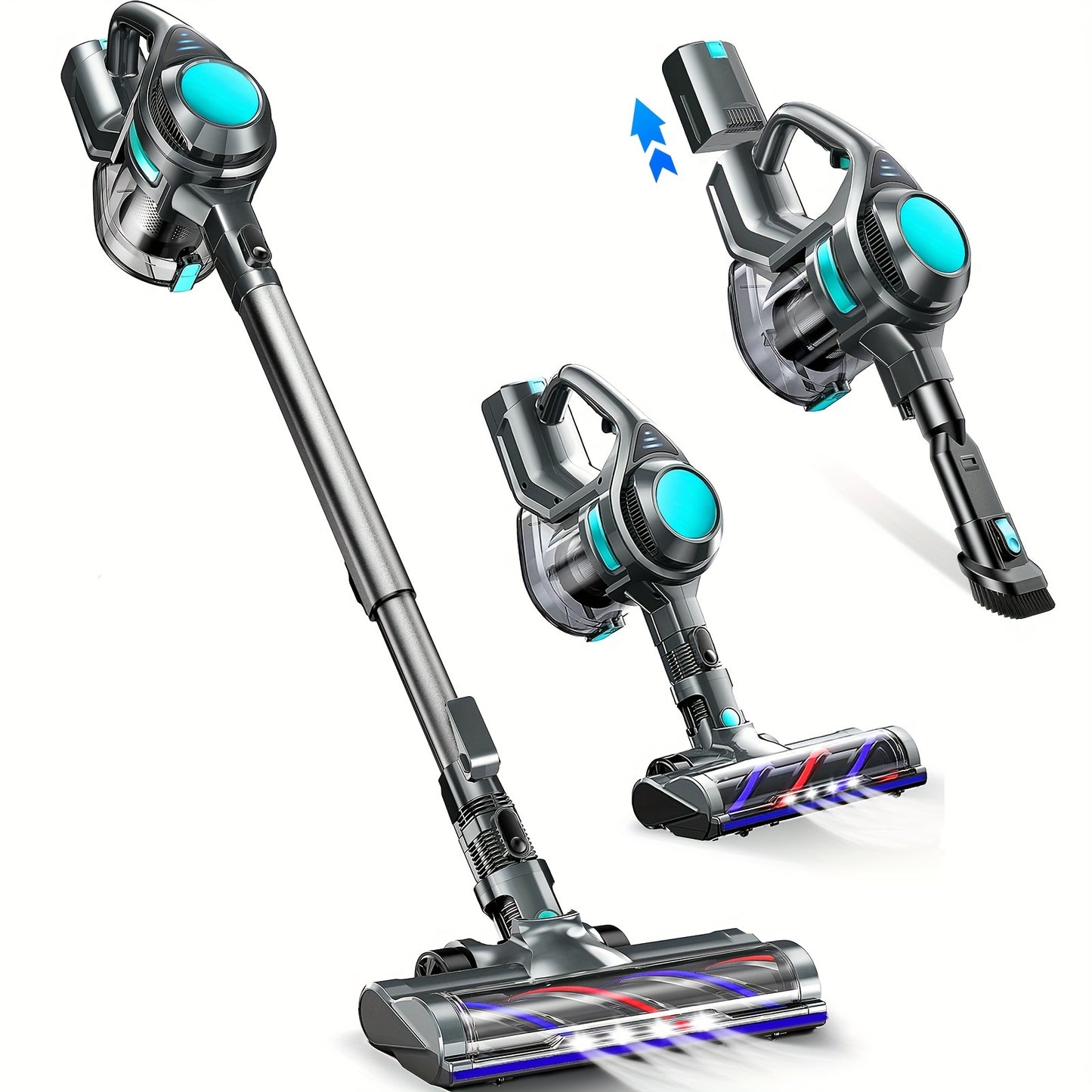 [Powerful|Lightweight] 23Kpa Powerful Suction Cordless Vacuum Cleaner | 4 In 1 Handheld Vacuum, Lightweight Stick Vacuum, Detachable Battery, LED Brush, 1.3L Dust Cup For Home Hard Floor Carpet Pet Hair