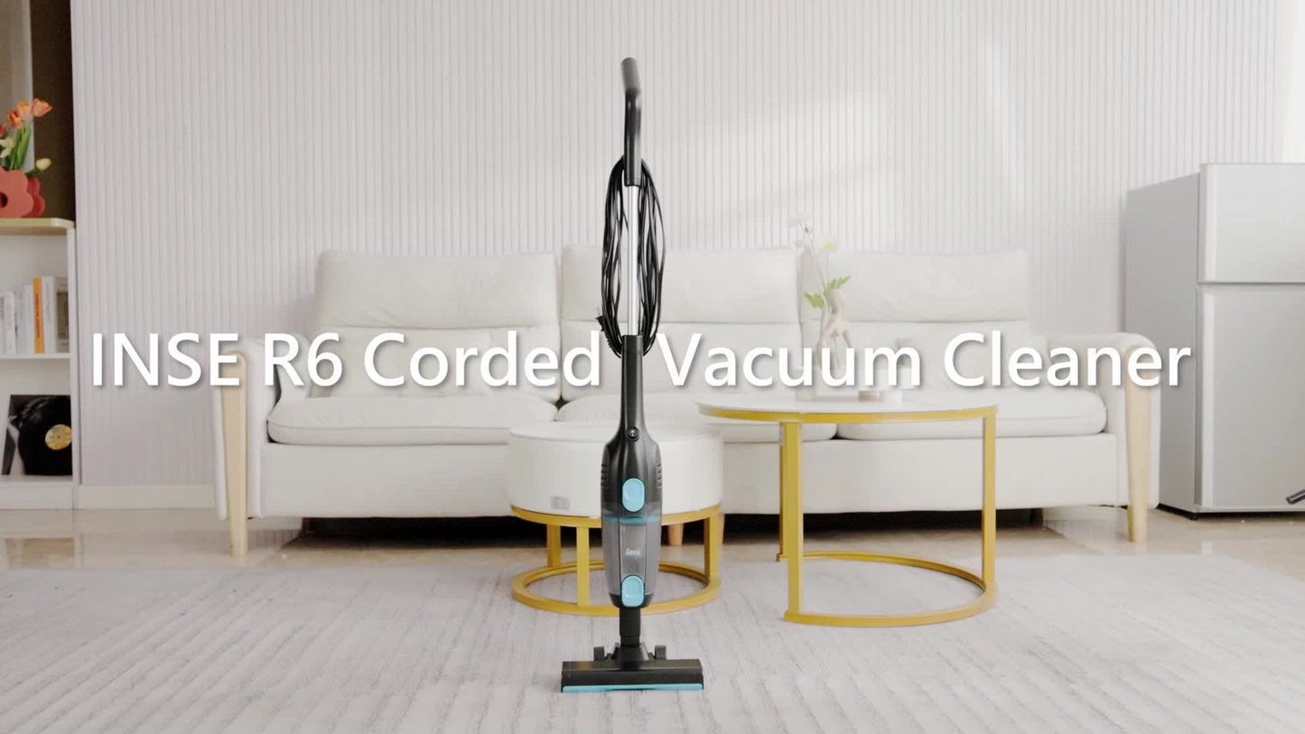 INSE R6 Corded Vacuum Cleaner, 15KPa Powerful Suction with 600W Motor Stick Vacuum, Ultra-Lightweight Bagless Upright Vacuum with Handheld for Home Hard Floor Carpet Pet Hair Car Cleaning