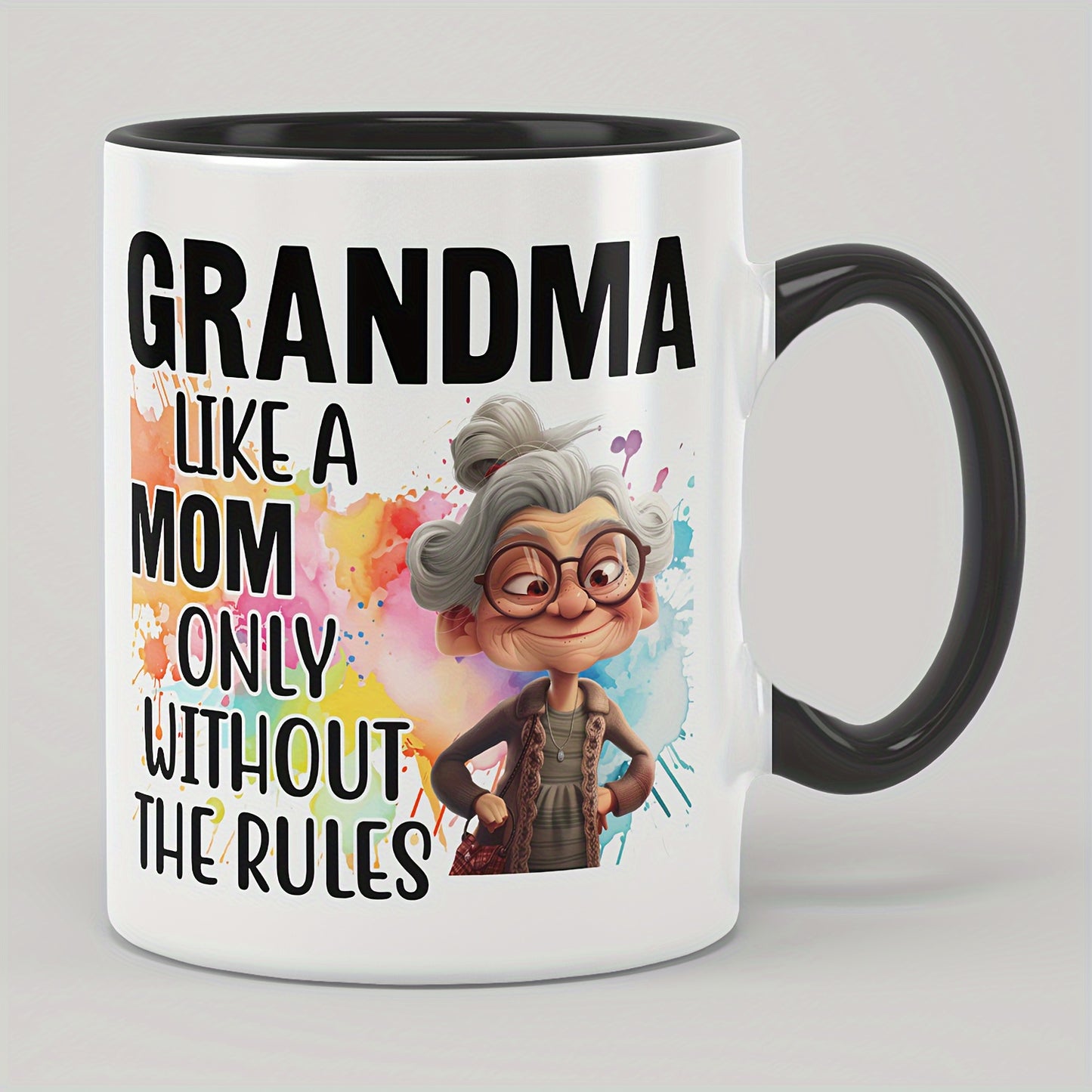 1pc 11oz Large Funny Ceramic Coffee Mug - Unique Humorous Design, Durable, Dishwasher & Microwave Safe - Perfect Gift for Grandma, Friends, Family on Birthday, Anniversary, Holidays, Parties