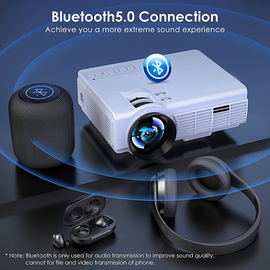 With WIFI And 5G, Native 1080P Portable 4K Projector For Home Theater, Bedroom, Party, Outdoor, Compatible With HDTV, USB, VGA, AV, IOS And Android Phones