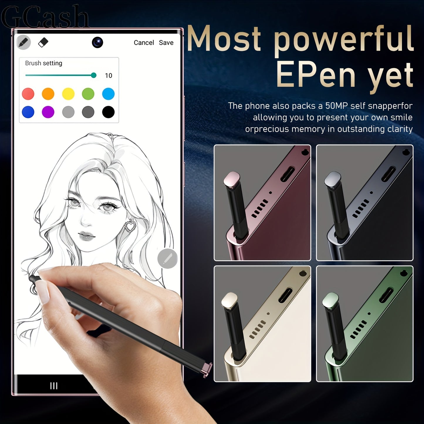 GCash, Unlocked Cell Phones SmartPhone Android 13 Phones 8+256GB/7.3" HD Screen/DUAL SIM/50MP+24MP Camera/6800 MAh/Built-in Pen