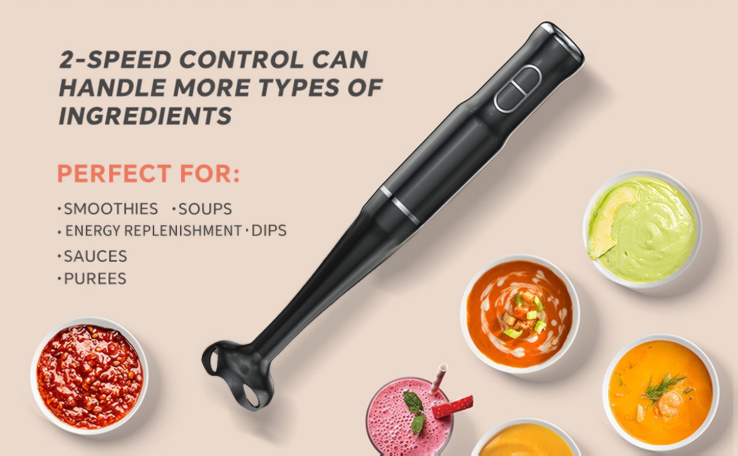 400W 2-Speed Lalayuan Powerful Handheld Blender - 304 Stainless Steel Blades Portable Stick Mixer - Electric Immersion Blender with Detachable Base