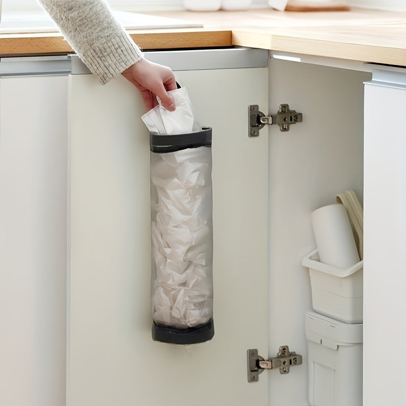 [Durable Trash Bag Organizer] Durable Plastic Under-Cabinet Kitchen Trash Bag Organizer | Open Storage Design, Secure Mounting, Space-Saving Garbage Bag Holder for Countertop Clutter Reduction, Sleek Storage Solution | Sturdy