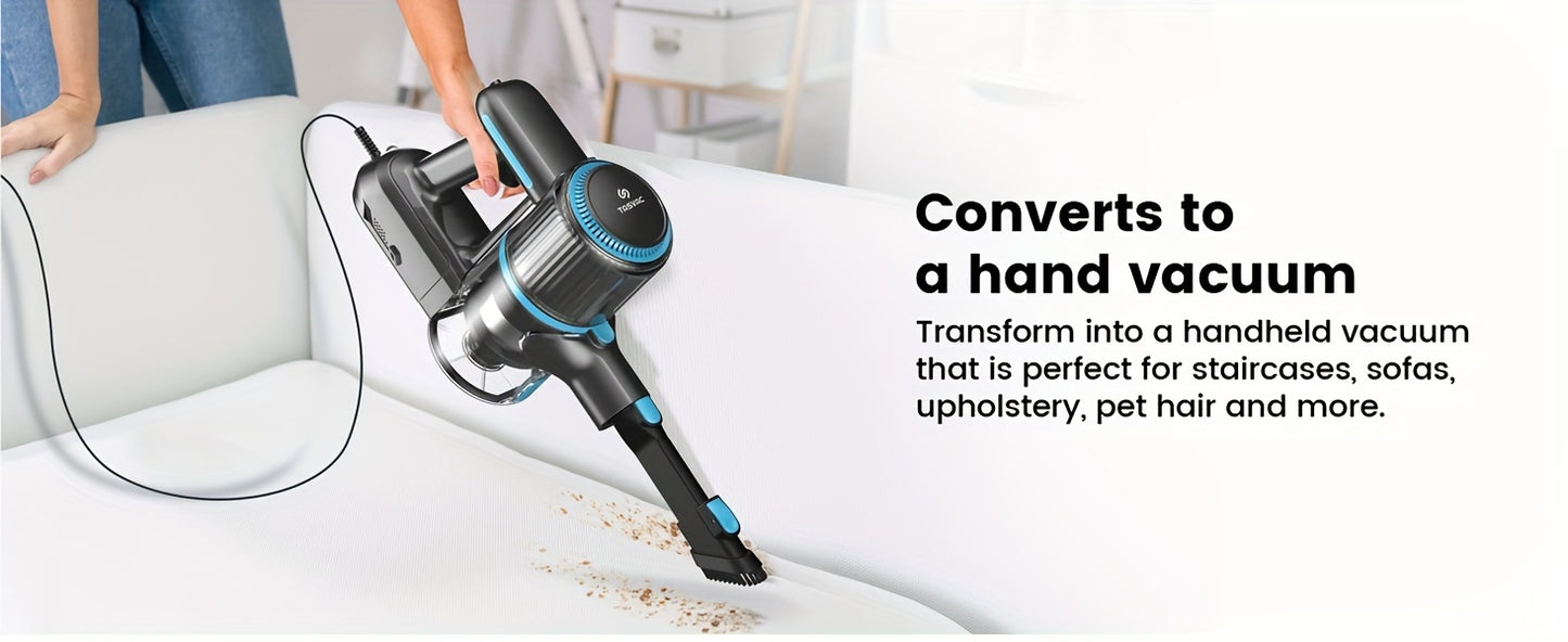 TASVAC Corded Stick Vacuum, 26Kpa 600W Powerful Suction Vacuum Cleaner with LED Floor Head, Lightweight Corded Handheld Vac for Carpet Hard Floor Pet Hair