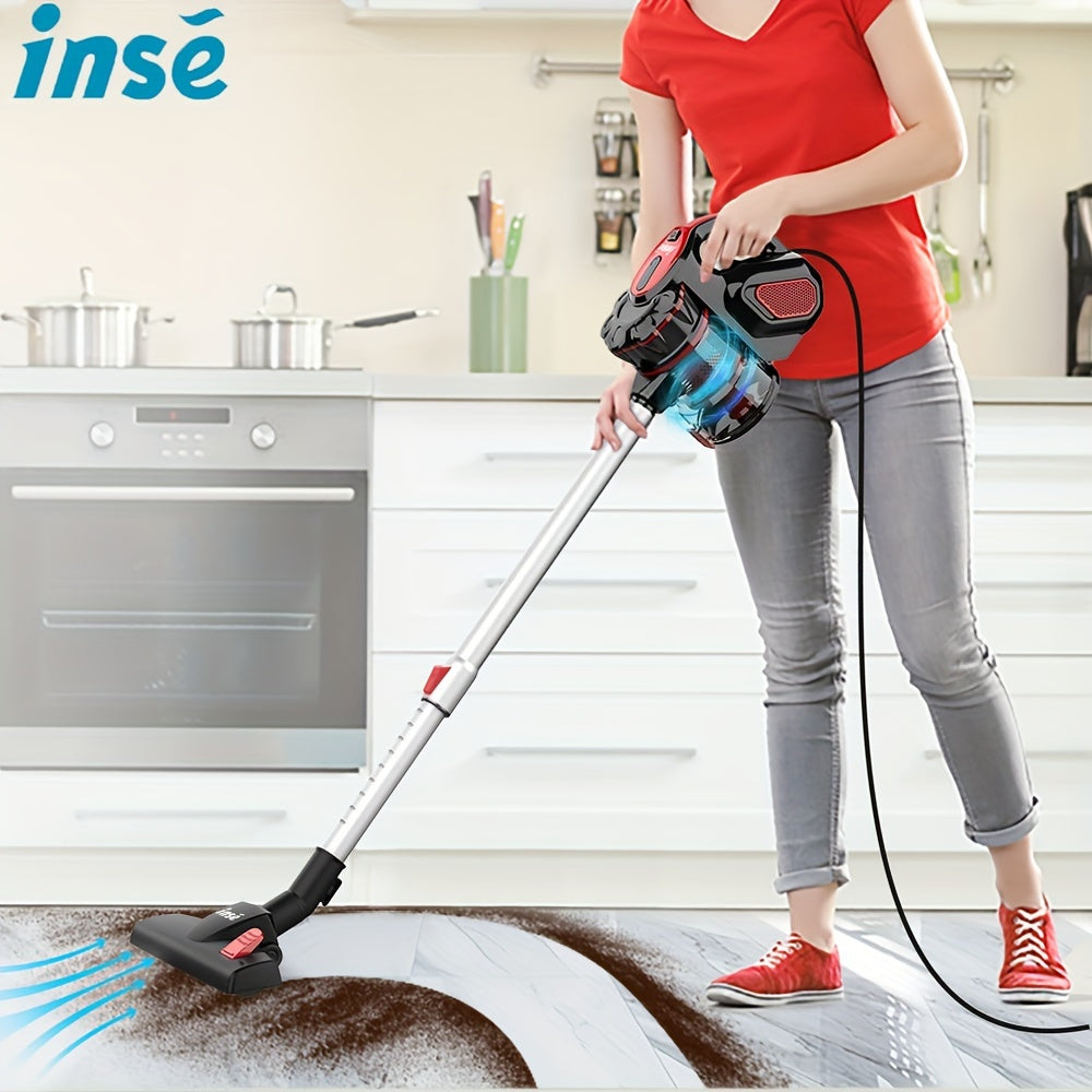 INSE Corded Stick Vacuum Cleaner - 600W Powerhouse with 18000Pa Super Suction - Pet Hair Eraser & Hard Floor Whisper Clean