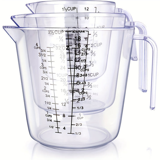 1pc/3pcs Measuring Cup Set - Kitchen Liquid Measuring Cup - BPA Free Plastic - For Baking & Cooking - Suitable for Home Kitchens - Great Gift for Bakers & Home Cooks