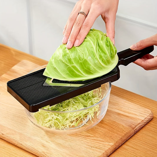 Multi-Functional Vegetable Slicer - Plastic and Stainless Steel Cabbage Shredder with Food Contact Safety for Outdoor Kitchen Appliances