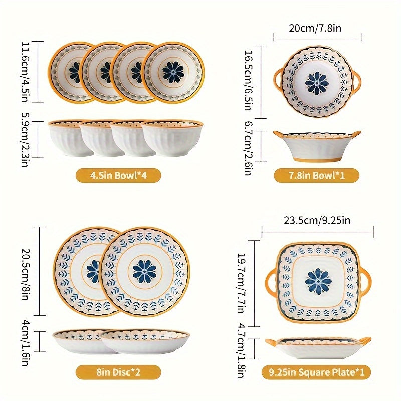 8 Pieces Ceramic Dinnerware Set, Scandinavian Ins Style Bowlware Dinner Plate, Colorful Salad Plate, Dessert Plate, Appetizer Plate, Lunch Porcelain Plate, Dishwasher Safe, Oven Safe, Microwave Safe, Home Kitchen Tableware Se