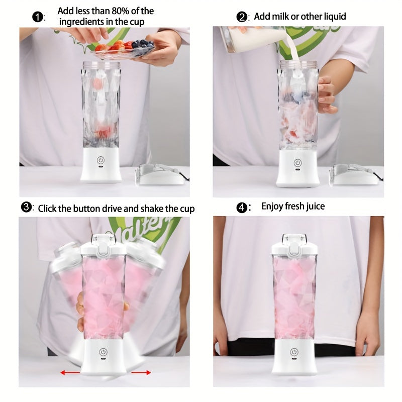 1pc, Portable Electric Juicer Cup Personal Blender-for Shakes & Smoothies Multi-Functional Personal Blender With Ice Crushing Ability, 20.29oz Capacity, USB Rechargeable, Kitchen Accessories Juicer Accessories Back To School