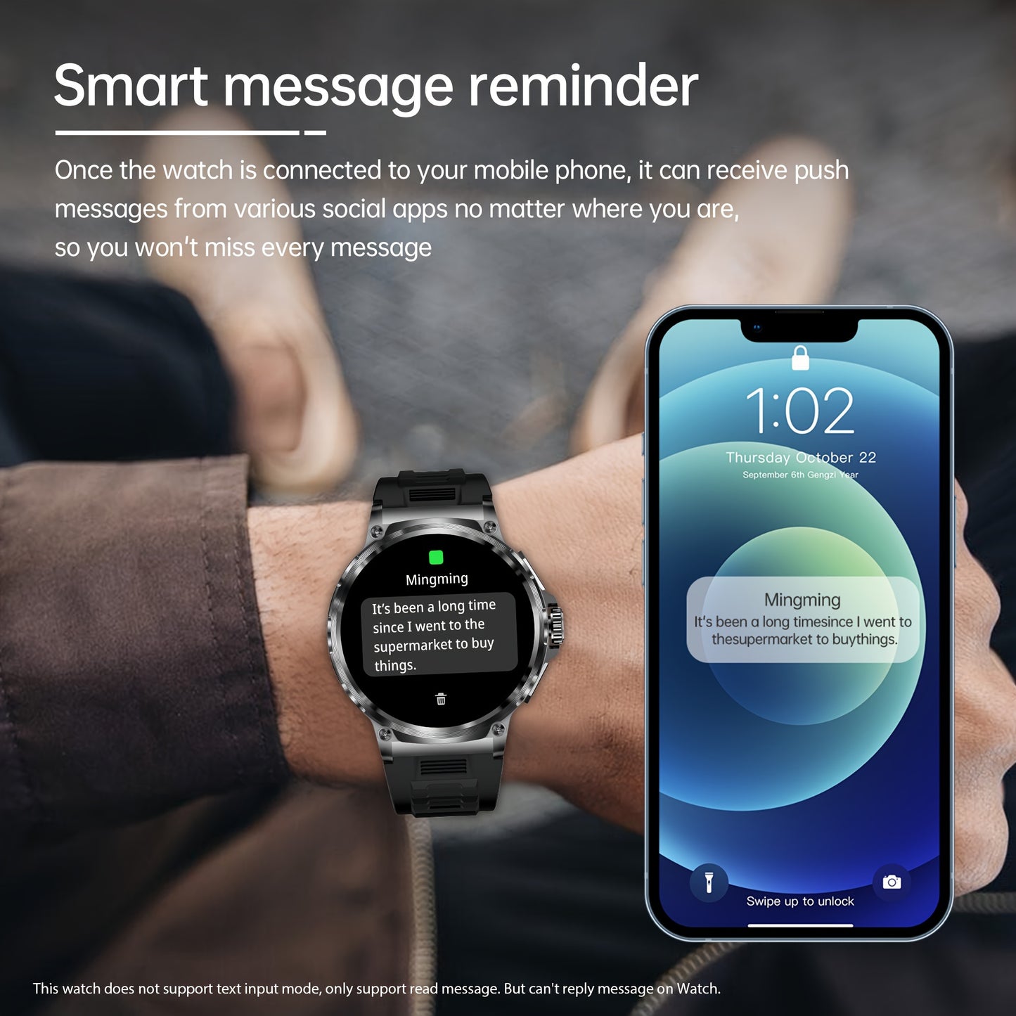 TIZOOP Outdoor Smart Watch with 1.85" HD Display, 710mAh Long-Lasting Battery, 100+ Sports Modes, Step Tracking, Activity Reports, and Water Resistance for Android and iOS Phones