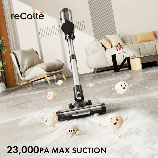 23000pa reColte Cordless Vacuum Cleaner - Powerful 300W Brushless Motor, 8-in-1 Lightweight Stick, 45-Min Runtime, Ideal for Hard Floors, Carpets, Pet Hair Removal, and Allergies - Includes Accessory Kit, Cartridge Filter, an