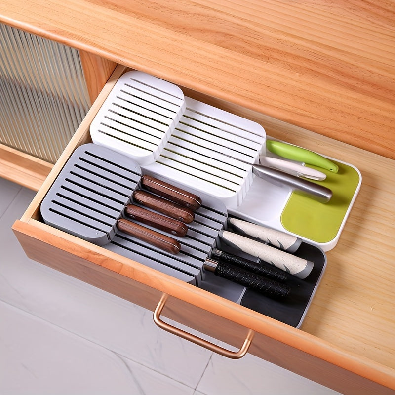 1pc Kitchen Drawer Organizer Tray For Knives, Knife Block, Knife Holder, Drawer Storage Box For Knife, Drawer Organizer Insert, Holds 9 Knives, Kitchen Accessories