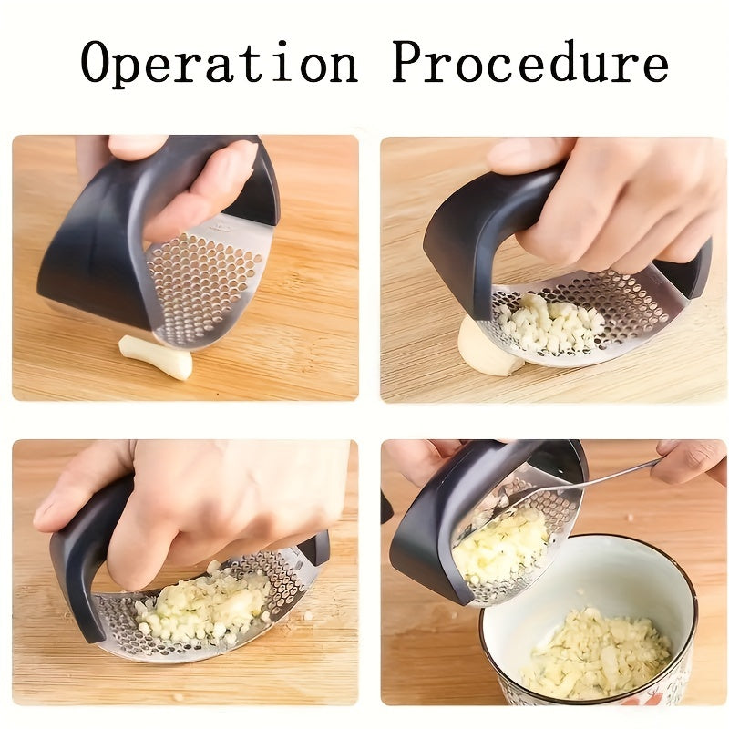 "Innovative" Stainless Steel Manual Garlic Press & Mincer - Easy-To-Use, Durable Kitchen Gadget For Perfectly Crushed Garlic Garlic Crusher Garlic Mincer