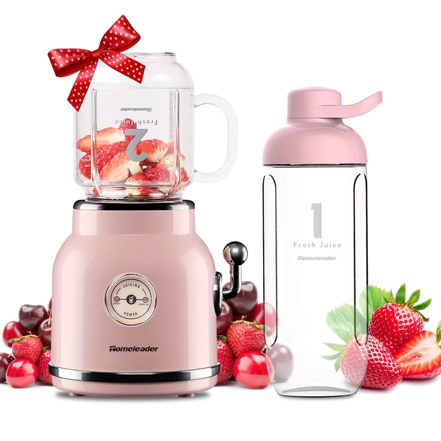 Homeleader Smoothie Blender Maker, Personal Blender For Shakes And Smoothies With 20.3 Oz Tritan BPA-Fee Travel Cup And Lid, Pink